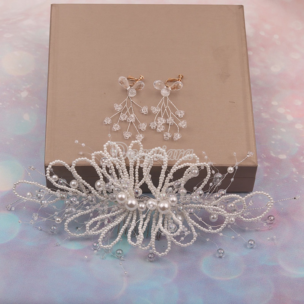 Trâm Cài Tóc Hoa Tua Rua Đính Ngọc Trai Giả Mới Cho Cô Dâu