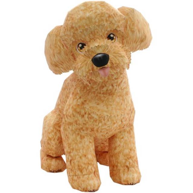 Toy Poodle Dog Brown Papercraft