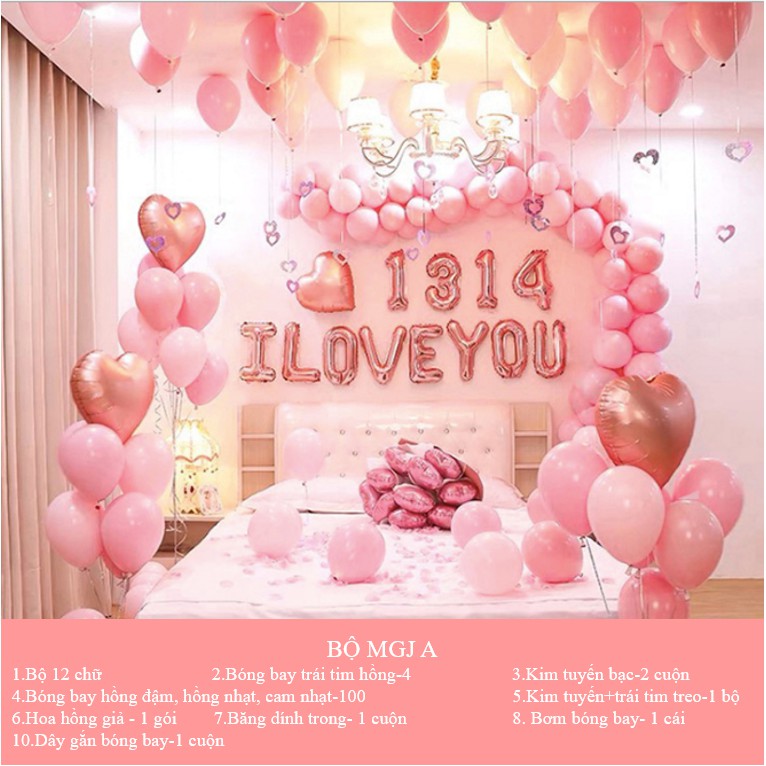 [ TẶNG BƠM VÀ KEO DÁN] Sét Bóng Happy Wedding Trang Trí Phòng Cưới HOT mã BSH C