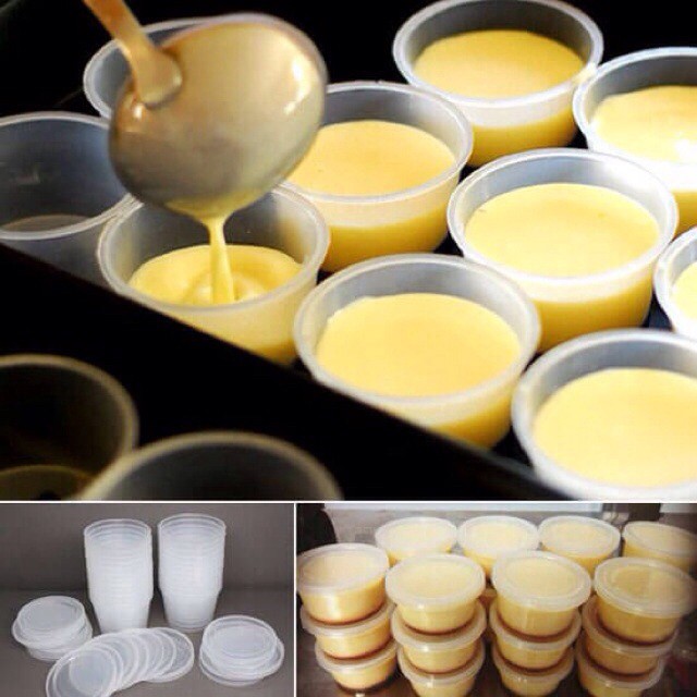 Sỉ hũ nhựa làm bánh flan caramen, rau câu, sữa chua, đựng slime (hộp flan có nắp)