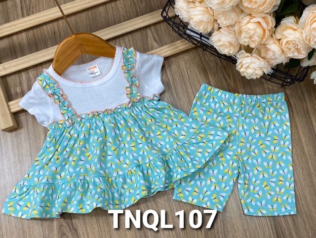 Bộ babydoll tay ngắn quần lửng thun borip cho bé gái từ 10 đến 22kg