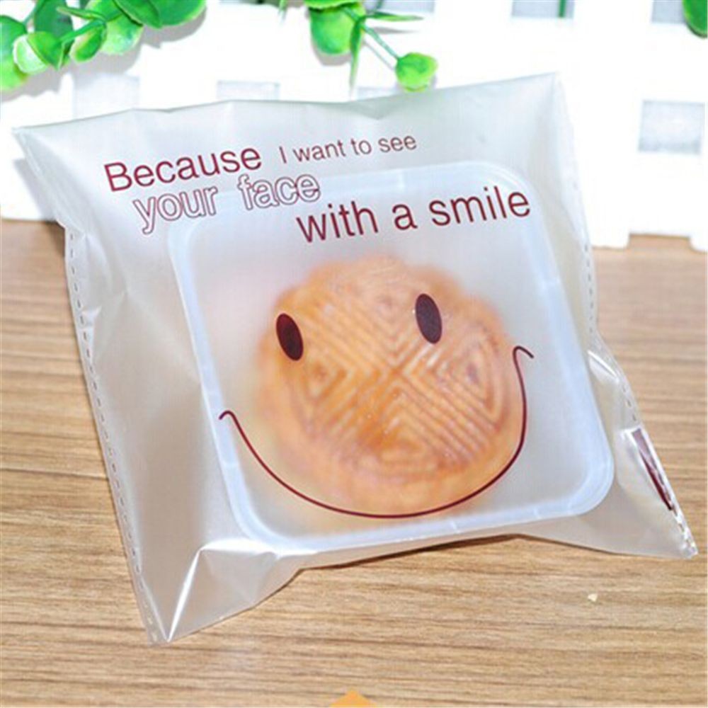 100 Túi Nylon Dán Mặt Cười Đựng Bánh Kẹo