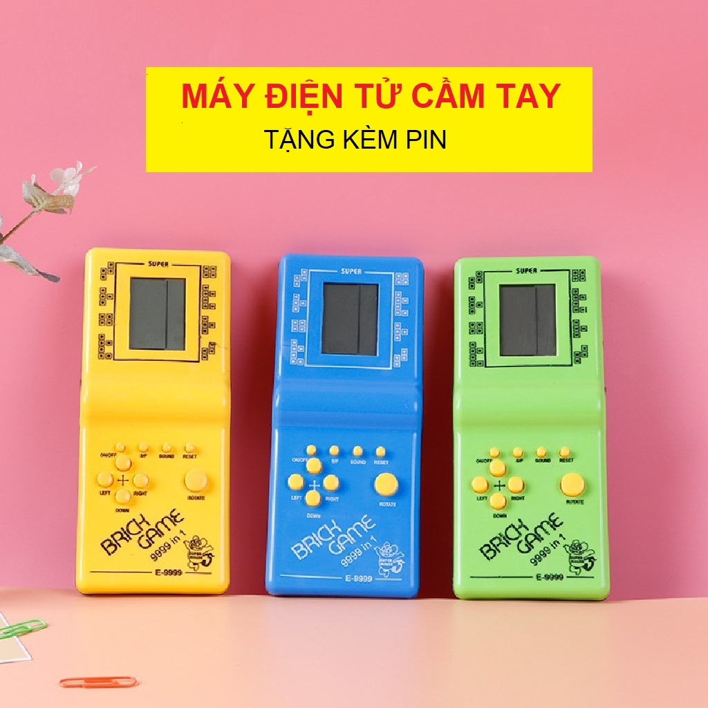 Máy chơi game xếp hình xếp gạch terris bắn tăng rắn săn mồi điện tử cầm tay brick game cho bé trai gái, quà sinh nhật