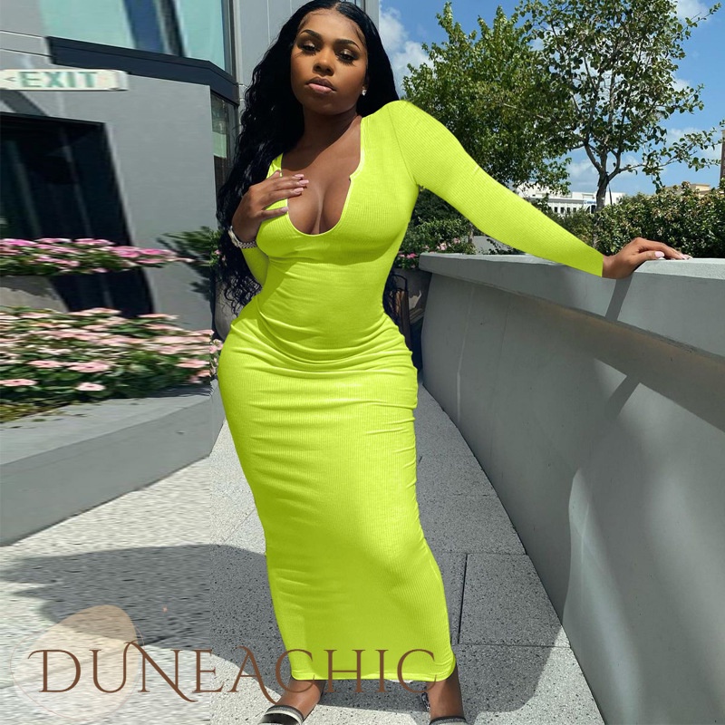 DUNEA Đầm Ôm Cổ Chữ U Quyến Rũ Dành Cho Nữ