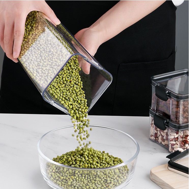 Hộp Nhựa Đựng Ngũ Cốc H55, Bánh Kẹo, Thực Phẩm Khô Trong Suốt Nắp Kín Chống Ẩm Cao Cấp