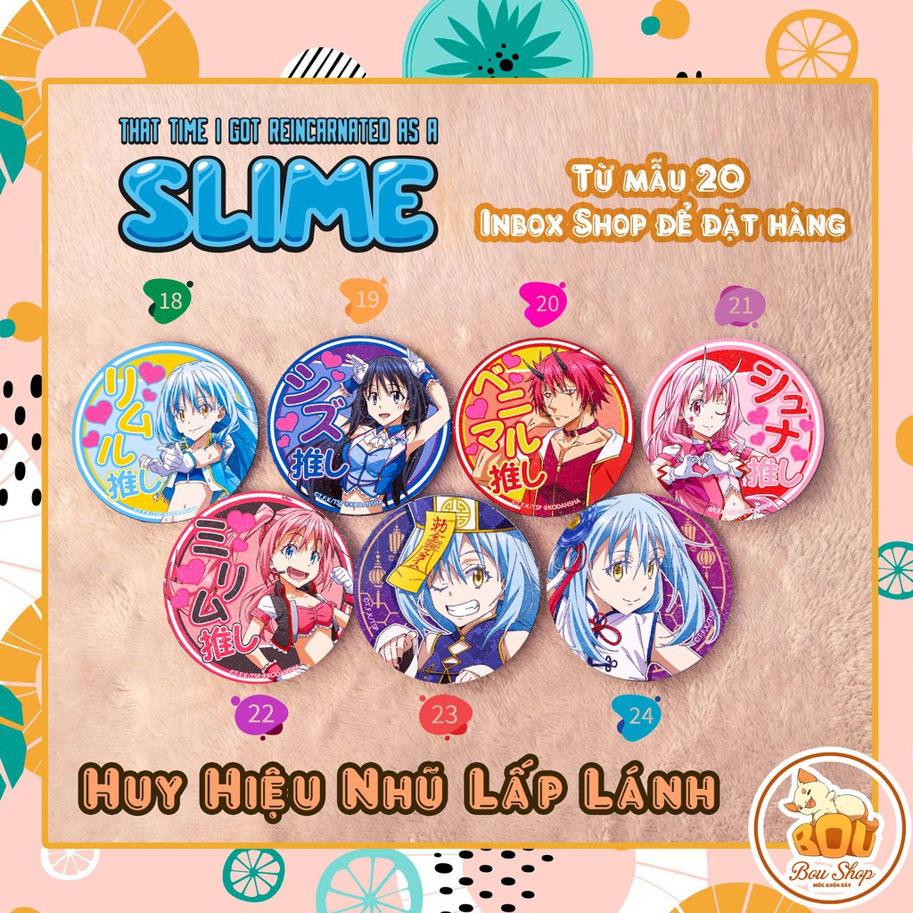 Huy hiệu nhũ lấp lánh Chuyển Sinh Thành Slime - Tensei Shitara Slime Datta Ken Anime Pin Goods