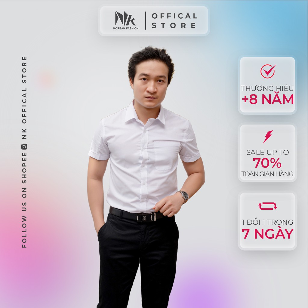 Áo Sơ Mi Nam Công Sở NK FASHION Trơn Màu Tay Ngắn Đuôi Tôm, Chất Liệu Chống Nhăn, Thấm Hút Mồ Hôi NKFSN2104027