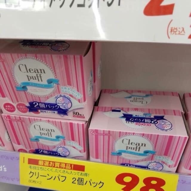 Bông Tẩy Trang Clean Puff Nhật Bản 80 Miếng