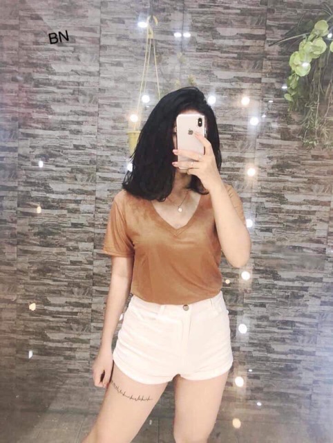 [Mã FASHIONT4WA2 giảm 10K đơn 50K] Áo phông trơn cổ tim basic (hàng bán shop) siêu đẹp