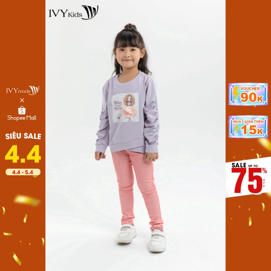 [NHẬP WABRTL5 GIẢM 10% TỐI ĐA 50K ĐH 250K ]Áo thun bé gái in hình búp bê IVY moda MS 58G1087