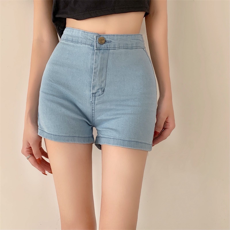 Quần Short denim Lưng Cao Dáng Chữ A Phong Cách Hàn Quốc Dễ Phối Đồ Cho Nữ
