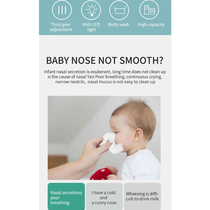 Dụng Cụ Hút Mũi Nhẹ Nhàng Nhanh Chóng Màu Trong Suốt Có Thể Sạc Lại Cho Bé Sơ Sinh