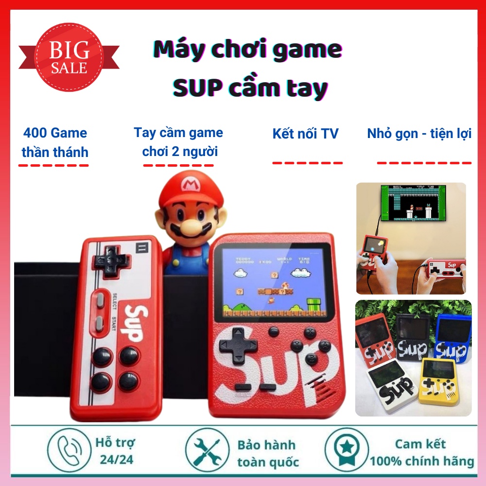 Máy Chơi Game Cầm Tay Sup 400 trò, Kèm tay chơi game 2 người, Kết nối với Tivi - Bảo hành 1 năm