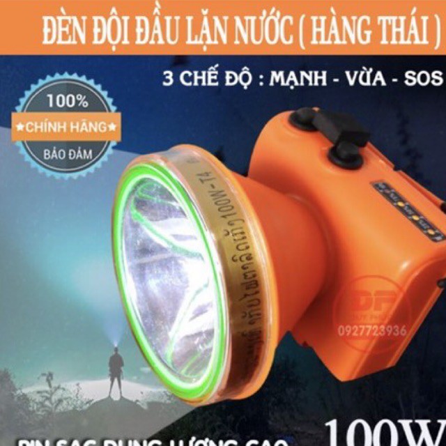 ĐÈN PIN ĐỘI ĐẦU LED THÁI T4C (DUNG LƯỢNG PIN CAO) CHIẾU XA LẶN NƯỚC 50M