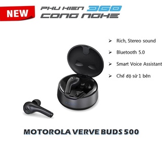 Tai nghe Bluetooth không dây Motorola TWS Vervebuds 500 - Bluetooth 5.0, Chống nước IPX5- Hàng chính hãng bảo hành 12