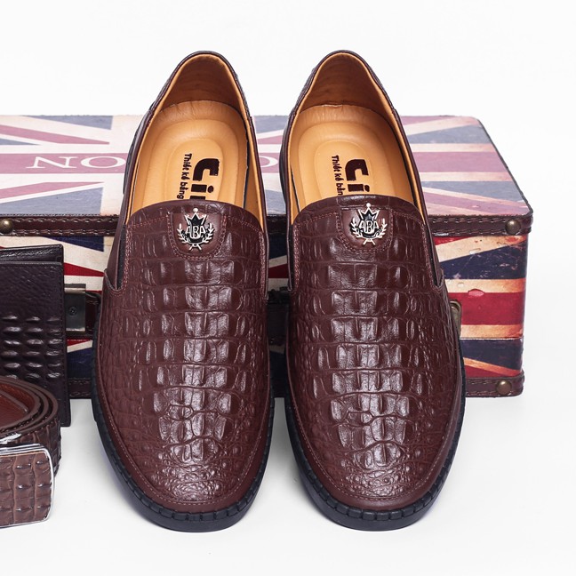 Giày lười da bò Tino dập nhiệt vân cá sấu GL63 | BigBuy360 - bigbuy360.vn