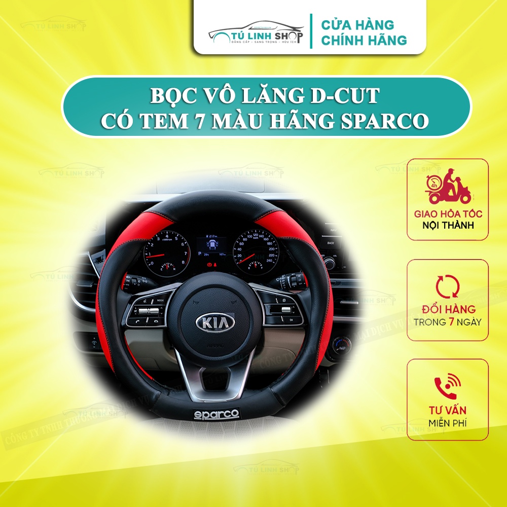 Bọc vô lăng dáng D-cut cho Kia Seltos, Volkswagen, Suzuki chính hãng Sparco, Mincar