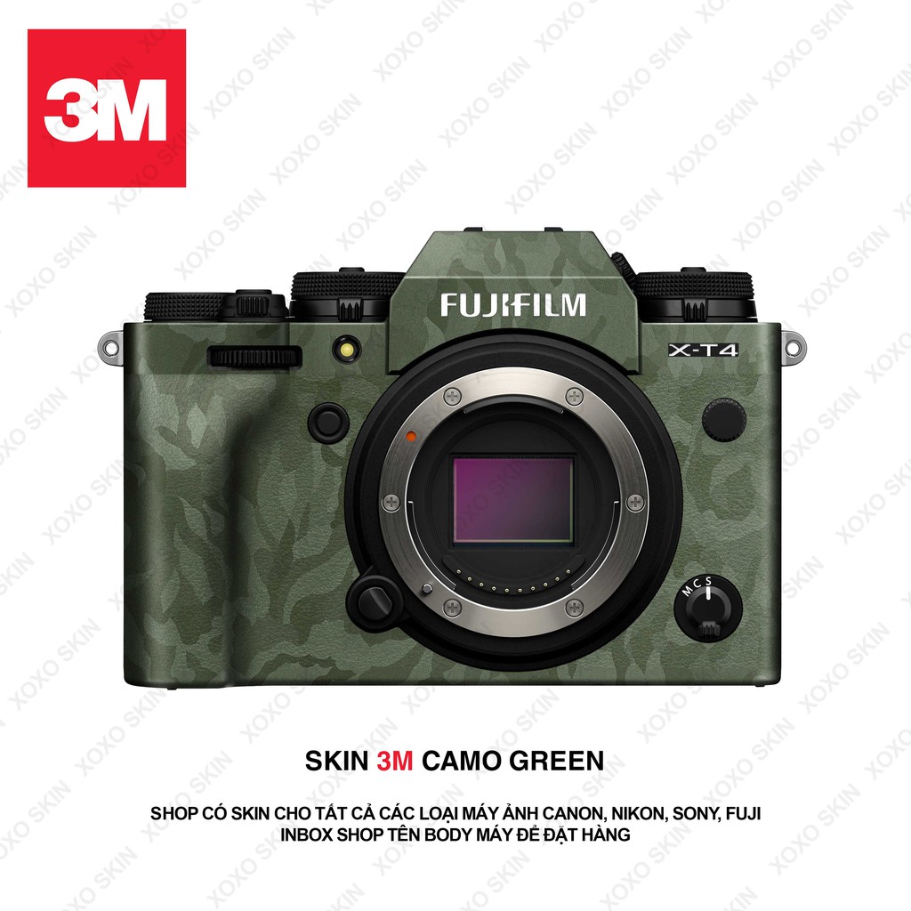 Miếng Dán Skin Máy Ảnh 3M Mẫu Camo Green Có Mẫu Skin Cho Sony, Canon, Nikon, Fuji