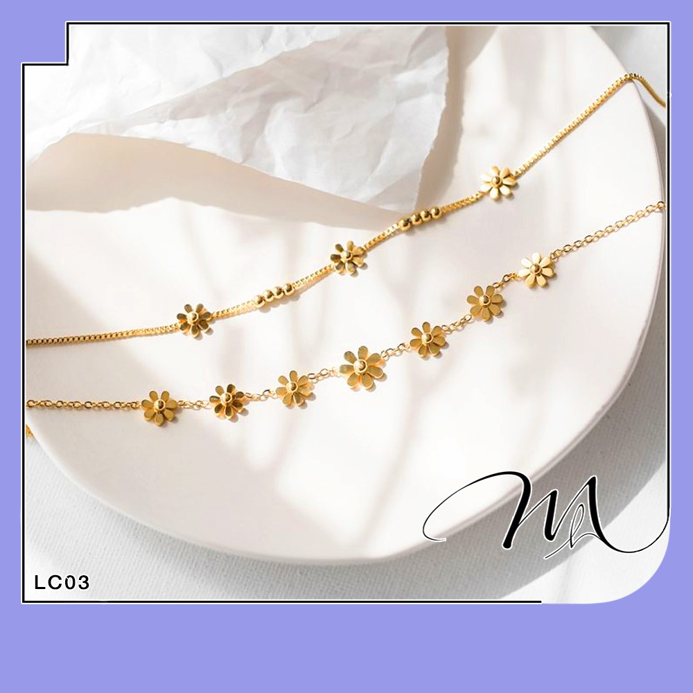 Lắc chân nữ Titan 7 hoa cúc nhí xinh xắn - Măng’s House LC03-2