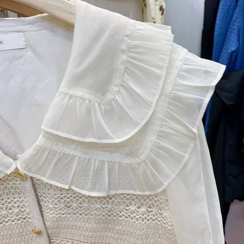 Áo sơmi kèm gile nữ cổ bèo tay bồng hàng quảng châu loại 1 by Moe Order