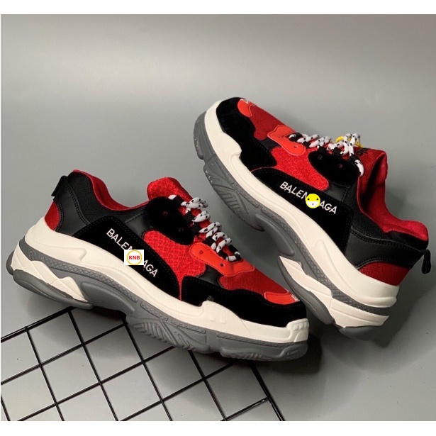 [Tặng tất + Freeship] GIÀY BALENCIAGA Triple S thể thao nam nữ sneaker cao cấp đỏ mix đen, size 36-43....