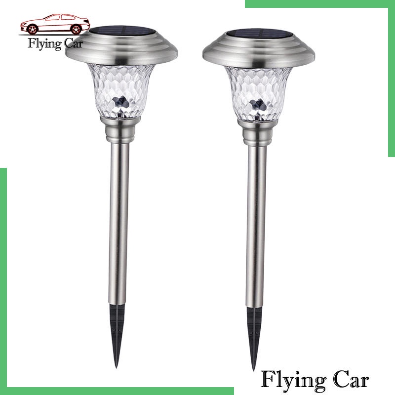 2 đèn cắm lối đi sân vườn dùng năng lượng mặt trời bằng thép không gỉ