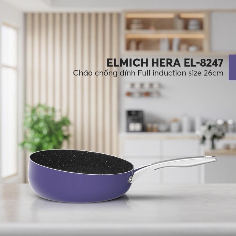 ⚡ Chảo chống dính Full induction Elmich Hera EL-8245 (20cm), El - 8246 (24), 8247 (26cm), El – 8248 (28cm) Màu tím