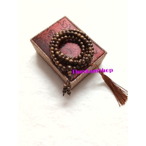 Vòng Trầm hương 108 hạt 100% thiên nhiên màu đen sánh chìm vòng cao cấp