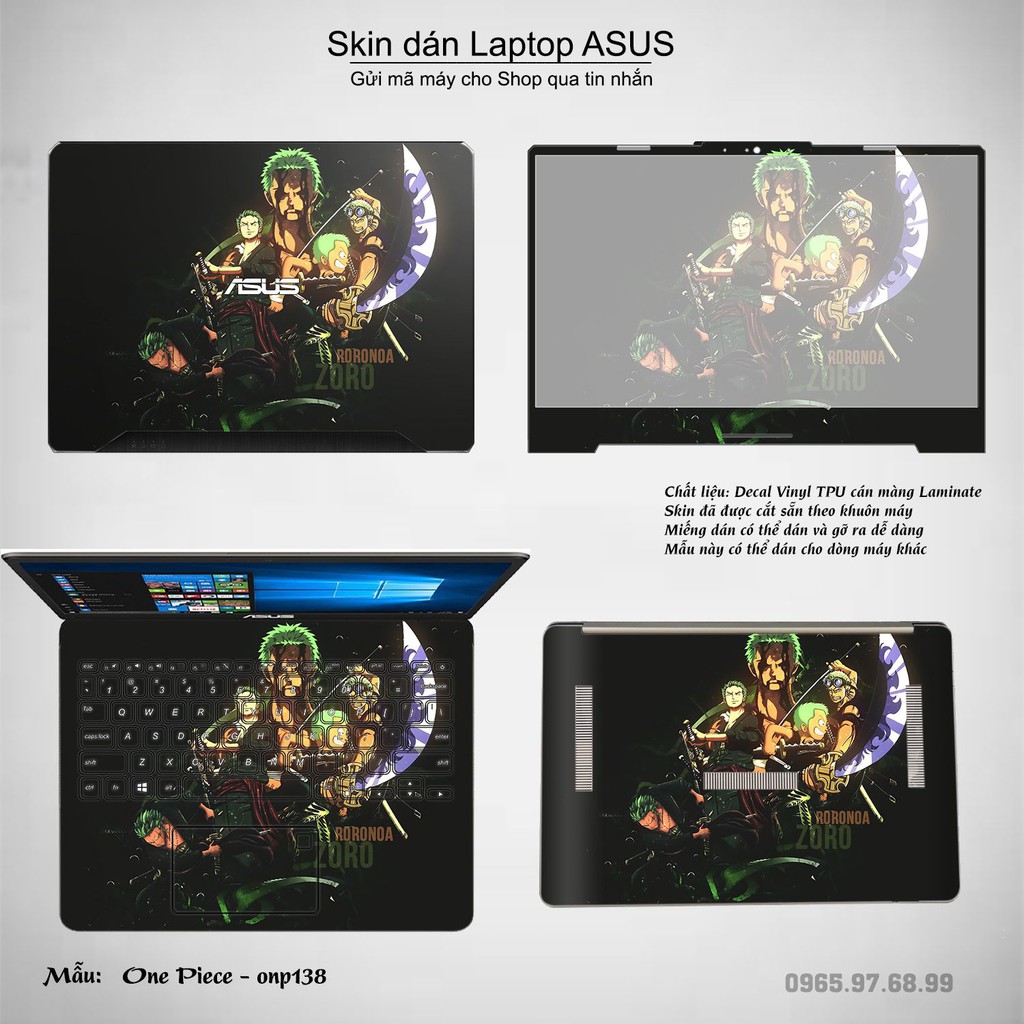 Skin dán Laptop Asus in hình One Piece nhiều mẫu 16 (inbox mã máy cho Shop)