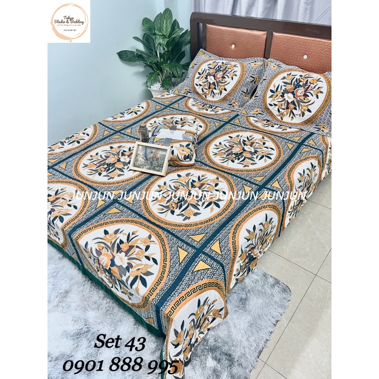 N12_Set Chăn Ga Gối vải Xô Organic cotton dòng cao cấp