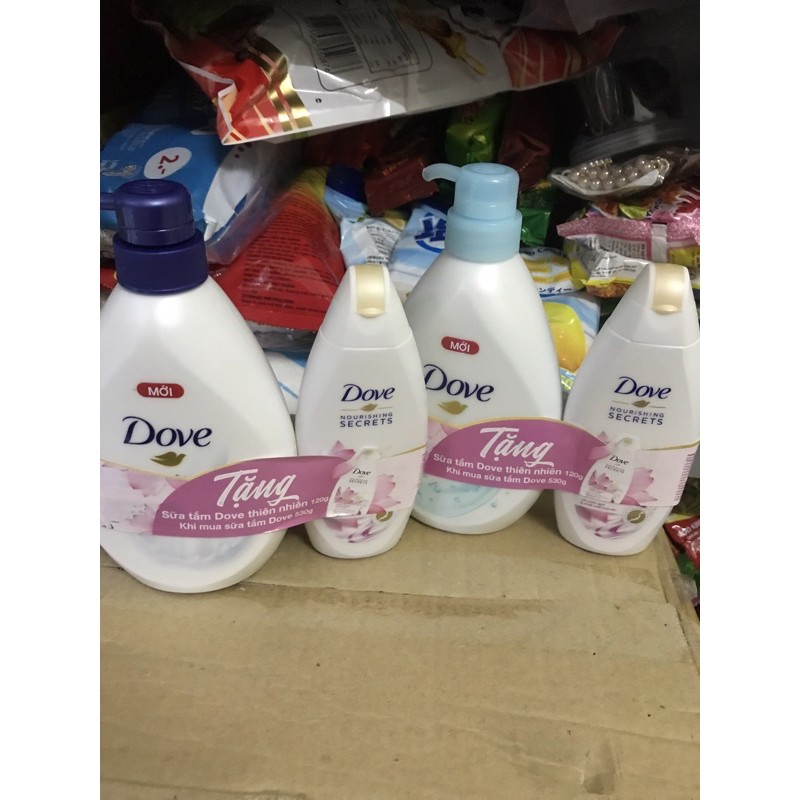 SỮA TẮM DOVE CHAI 530gr tặng kèm khuyến mại chai nhỏ 120g( KM THEO PHÂN LOẠI)