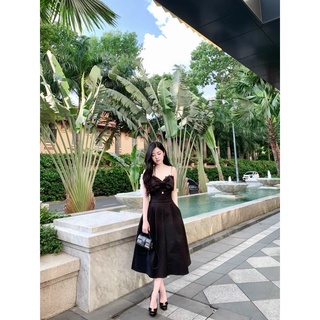 Đầm midi hai dây nơ ngực