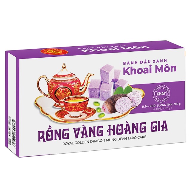 [Thanh Hoá] Bánh Đậu Xanh Rồng Vàng Hoàng Gia Khoai Môn H24, 300g, 24 chiếc