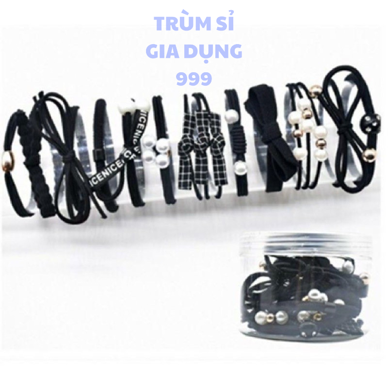 hộp 12 dây cột tóc phong cách hàn quốc, phụ kiện tóc siêu đẹp