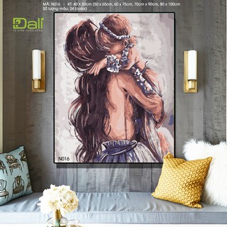  Tranh treo tường tự tô màu số hóa DALI Tranh Ấm Áp Lòng Mẹ N016 