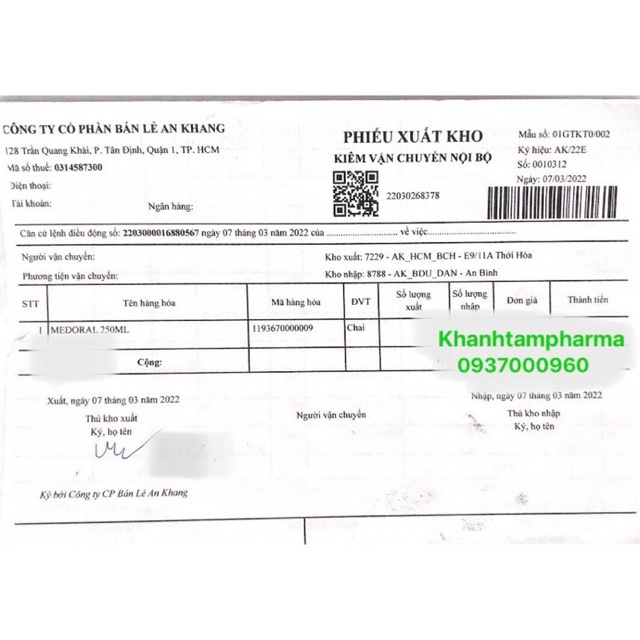 Nước súc miệng MEDORAL chai lớn 250ML