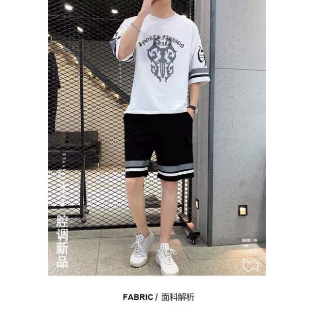 [GiáHủyDiệt] Bộ nam sọc trắng in hình | BigBuy360 - bigbuy360.vn