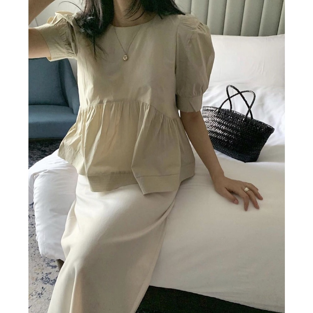 SUXI Áo nữ tay ngắn có dây buộc thời trang quyến rũ