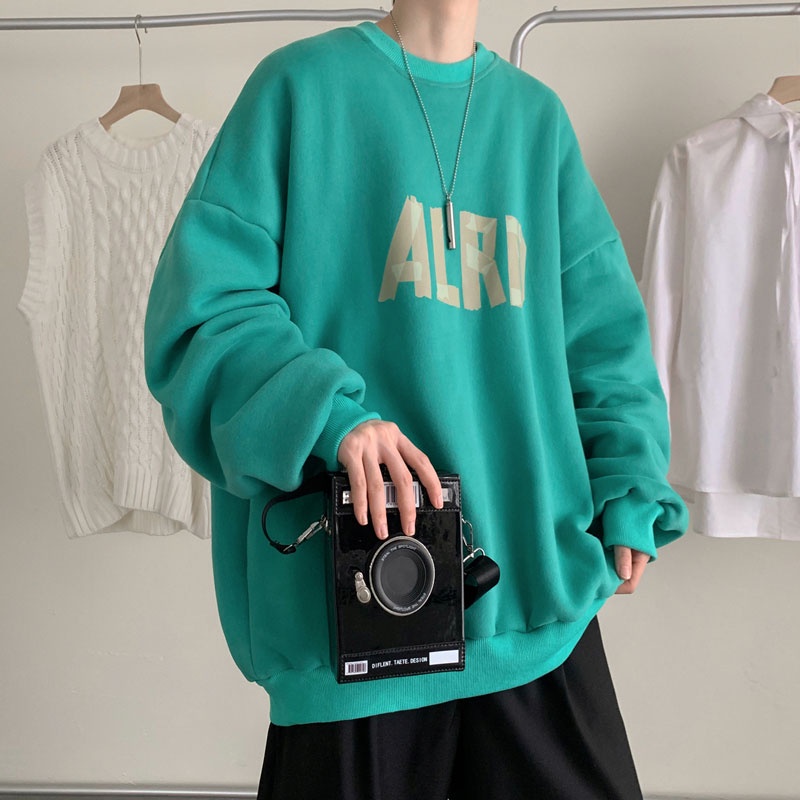 Áo Sweater Tay Dài Cổ Tròn Dáng Rộng Phong Cách Hàn Quốc Thời Trang Cho Nam 2021