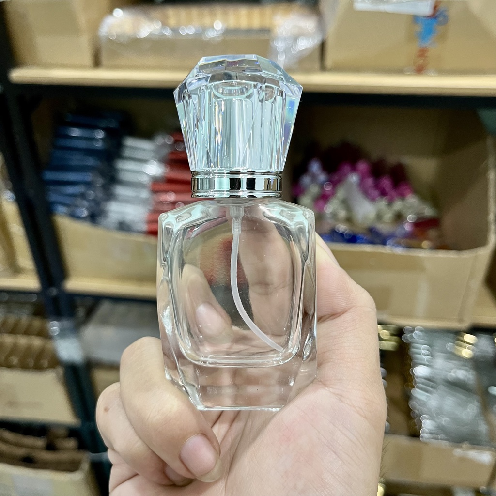 Lọ,Chai Đựng Nước Hoa Thủy Tinh Cao Cấp Kiểu Dáng Pha Lê,Dạng Phun Sương,Dung Tích 30ML