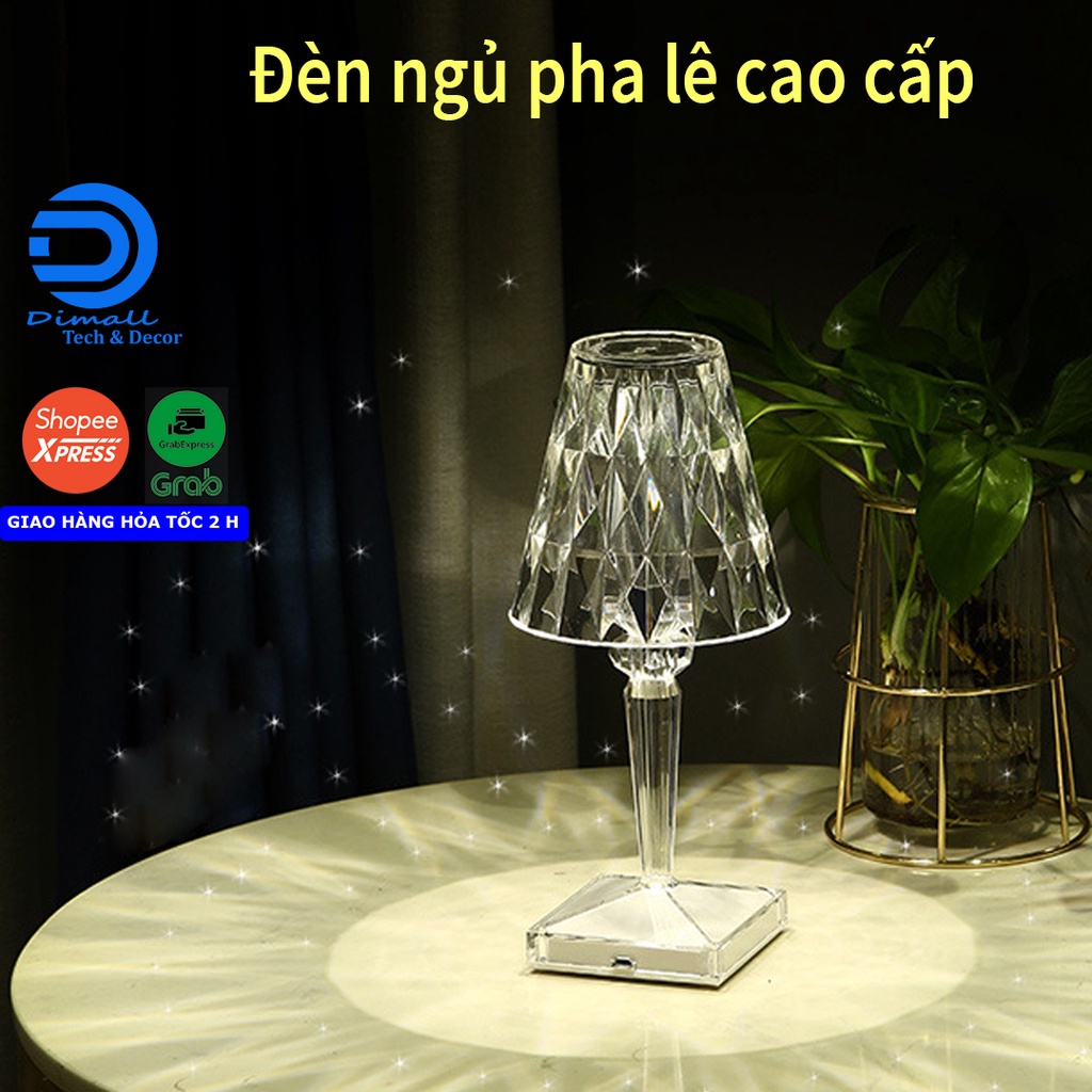 Đèn ngủ pha lê chuyển màu kim cương để bàn cao cấp có nhiều chế độ màu, trang trí đèn theo phong cách châu âu, siêu đẹp