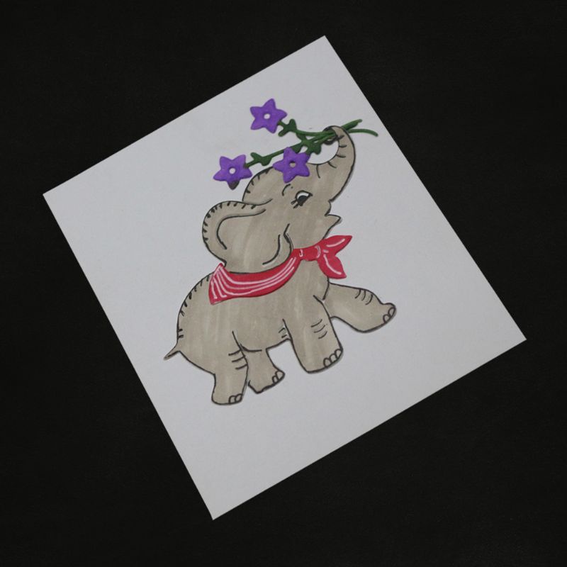 Thẻ Cắt Giấy Kim Loại Hình Voi Hoa Xinh Xắn