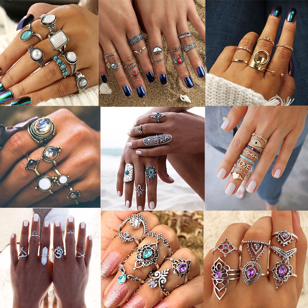 Nhẫn đeo tay họa tiết hình học cá tinh dành cho nữ