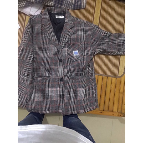 Áo khoác vest Blazer nam kẻ caro phong cách Hàn Quốc