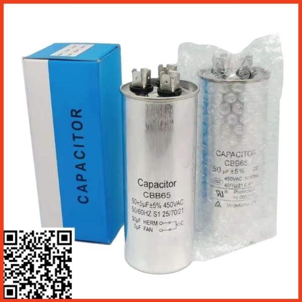 Tụ điện vỏ nhôm CBB65 tụ ngậm tròn dầu điện áp 440VAC dùng trong máy lạnh, mô tơ bơm nước, động cơ điện một pha