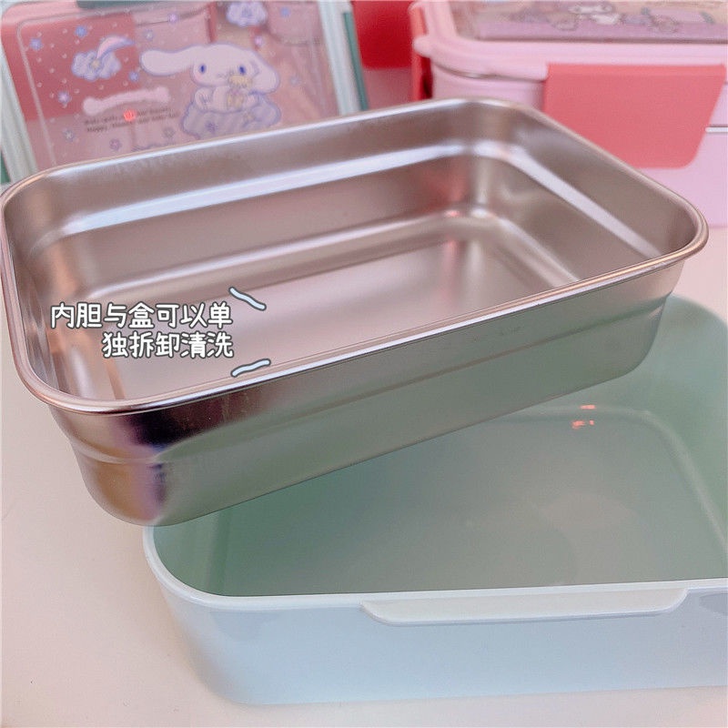 Sanrio Sanrio Sanrio Sanrio 🌺 Hộp Đựng Cơm Trưa Hai Tầng Cách Nhiệt Bằng Thép Không Gỉ Dễ Sử Dụng