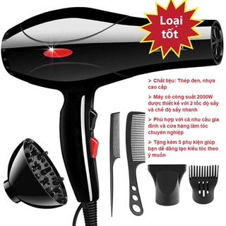 Máy sấy tóc DELIYA công suất 2000W, các đầu hút dễ dàng tạo kiểu tóc chuyên nghiệp - DLI8018