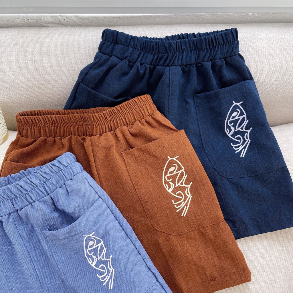 Bộ Cộc Tay Cho Bé Thêu Hình Vòng Cổ, Bộ Cộc Tay Chất Đũi Cho Bé Trai Bé Gái Từ 6 - 27kg - LILA KIDS