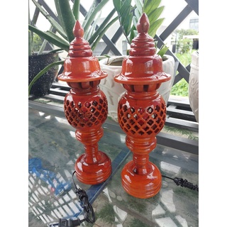 Đèn thờ gỗ xà cừ-Đèn thờ tổ ong-Đèn thờ gỗ cao 34cm