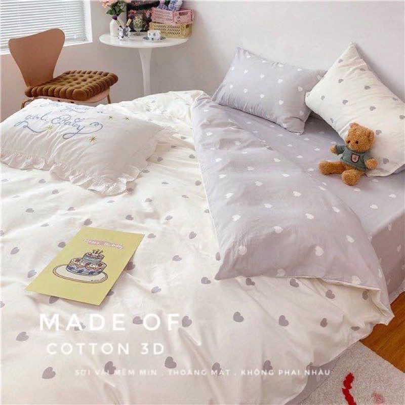 Bộ Chăn Ga Gối Cotton Poly Màu Pastel